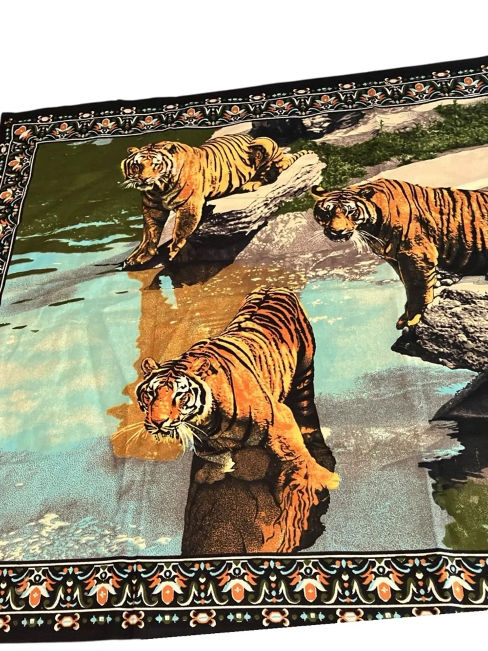VTG 90s RT Brooklyn Tiger Tapestry 100% Cotton Made in Turkey 58x39